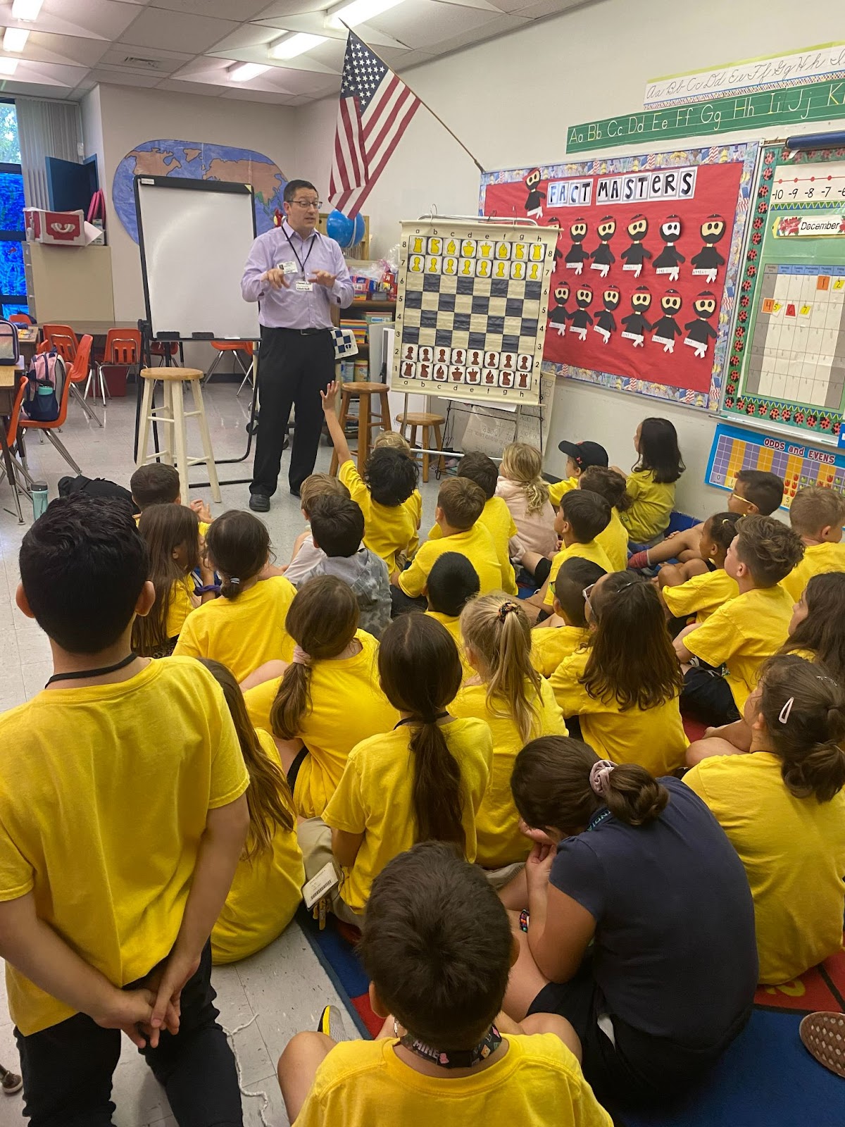 Students learning about the game of chess